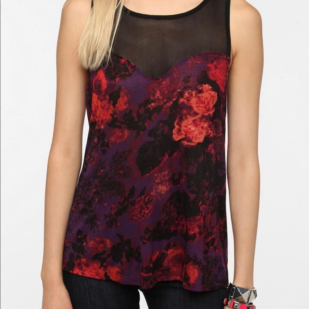 DayDreamer LA mesh inset sweetheart tank top